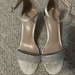 Kelly & Kate Cream Pearl-Embellished Women's Heels